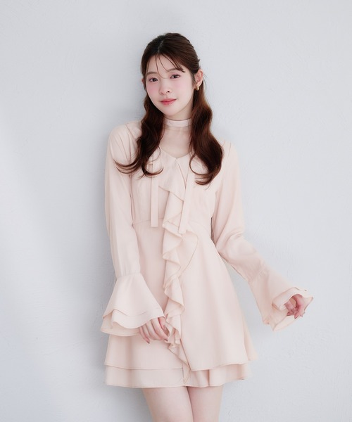 sheer frill tiered onepiece / シアーフリルティアードワンピース