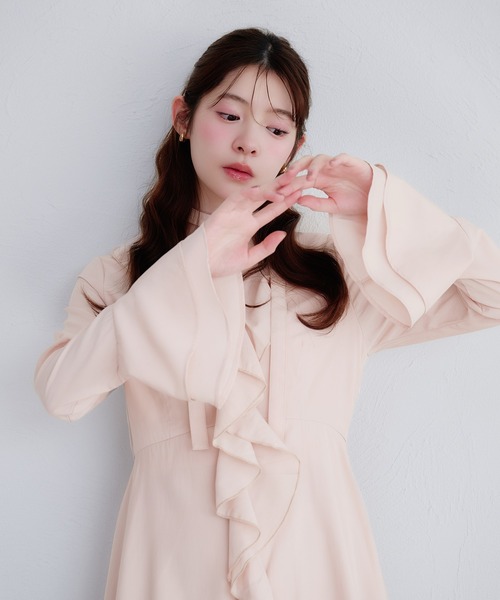 fupel（フぺル）の「sheer frill tiered onepiece / シアーフリルティアードワンピース（ワンピース・レディース・ピンク/オフホワイト・FREE）」の14枚目の写真