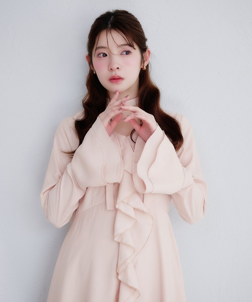 fupel（フぺル）の「sheer frill tiered onepiece / シアーフリルティアードワンピース（ワンピース・レディース・ピンク/オフホワイト・FREE）」の15枚目の写真