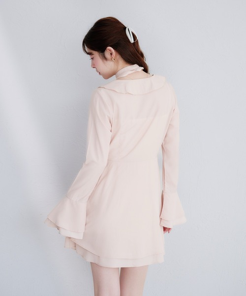fupel（フぺル）の「sheer frill tiered onepiece / シアーフリルティアードワンピース（ワンピース・レディース・ピンク/オフホワイト・FREE）」の4枚目の写真