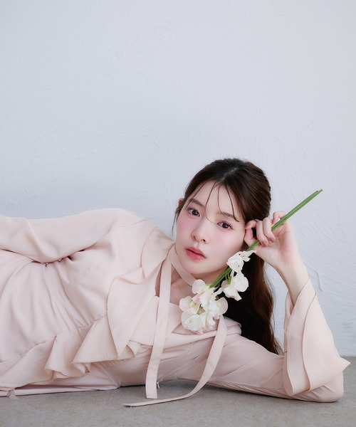 fupel(フぺル)の「sheer frill tiered onepiece / シアーフリルティアードワンピース(ワンピース・レディース・ピンク/オフホワイト・FREE)」の21枚目の写真