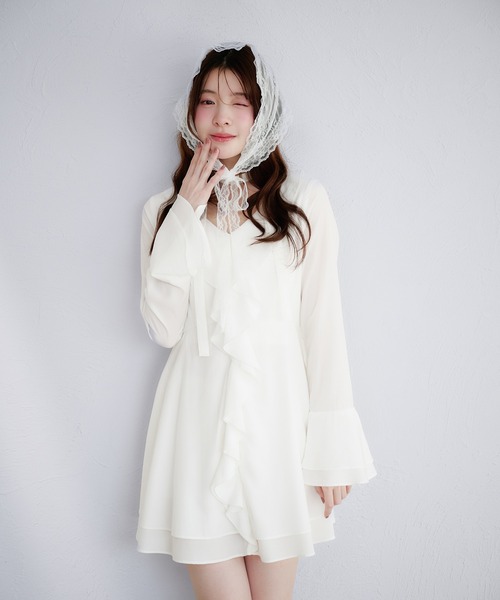 sheer frill tiered onepiece / シアーフリルティアードワンピース