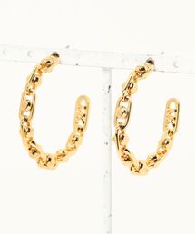 ASTOR プレシャスメタル ブラス リンク フープピアス ミディアム