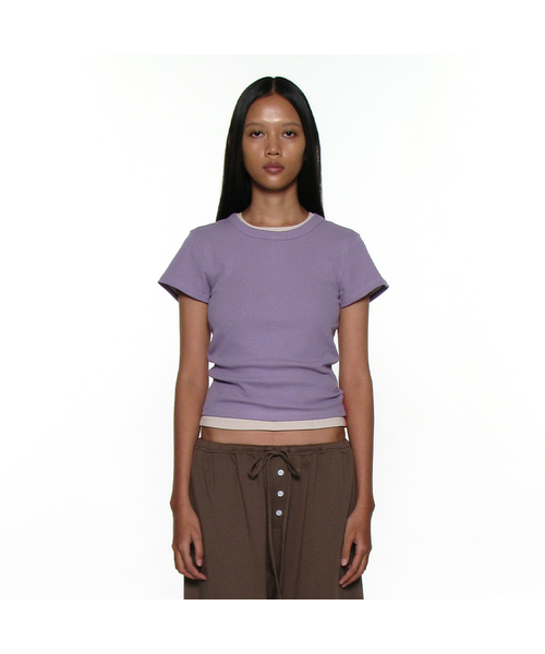 PARTIMENTO WOMEN(パルティメントウィメン)の「PWC リブド エブリデイ ショートスリーブT_12カラー(Tシャツ/カットソー・レディース・グリーン系その他/チャコール/バーガンディー/ピンク/パープル/ホワイト/ライトグレー/サンドベージュ/ブラック/ミント/ブルー/イエロー・SMALL/MEDIUM/LARGE)」の9枚目の写真