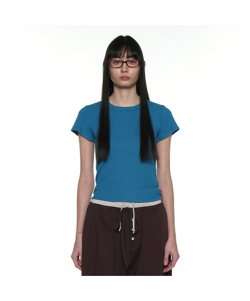 PARTIMENTO WOMEN(パルティメントウィメン)の「PWC リブド エブリデイ ショートスリーブT_12カラー(Tシャツ/カットソー・レディース・グリーン系その他/チャコール/バーガンディー/ピンク/パープル/ホワイト/ライトグレー/サンドベージュ/ブラック/ミント/ブルー/イエロー・SMALL/MEDIUM/LARGE)」の7枚目の写真