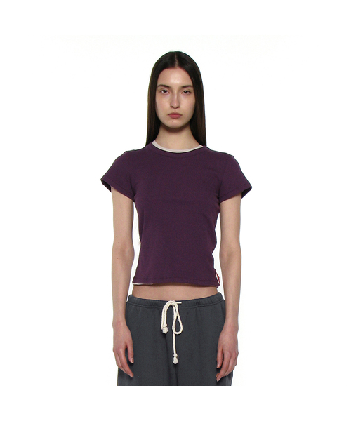 PARTIMENTO WOMEN(パルティメントウィメン)の「PWC リブド エブリデイ ショートスリーブT_12カラー(Tシャツ/カットソー・レディース・グリーン系その他/チャコール/バーガンディー/ピンク/パープル/ホワイト/ライトグレー/サンドベージュ/ブラック/ミント/ブルー/イエロー・SMALL/MEDIUM/LARGE)」の12枚目の写真