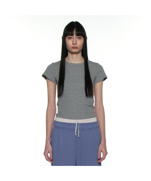 PARTIMENTO WOMEN(パルティメントウィメン)の「PWC リブド エブリデイ ショートスリーブT_12カラー(Tシャツ/カットソー・レディース・グリーン系その他/チャコール/バーガンディー/ピンク/パープル/ホワイト/ライトグレー/サンドベージュ/ブラック/ミント/ブルー/イエロー・SMALL/MEDIUM/LARGE)」の3枚目の写真