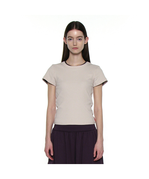 PARTIMENTO WOMEN(パルティメントウィメン)の「PWC リブド エブリデイ ショートスリーブT_12カラー(Tシャツ/カットソー・レディース・グリーン系その他/チャコール/バーガンディー/ピンク/パープル/ホワイト/ライトグレー/サンドベージュ/ブラック/ミント/ブルー/イエロー・SMALL/MEDIUM/LARGE)」の5枚目の写真