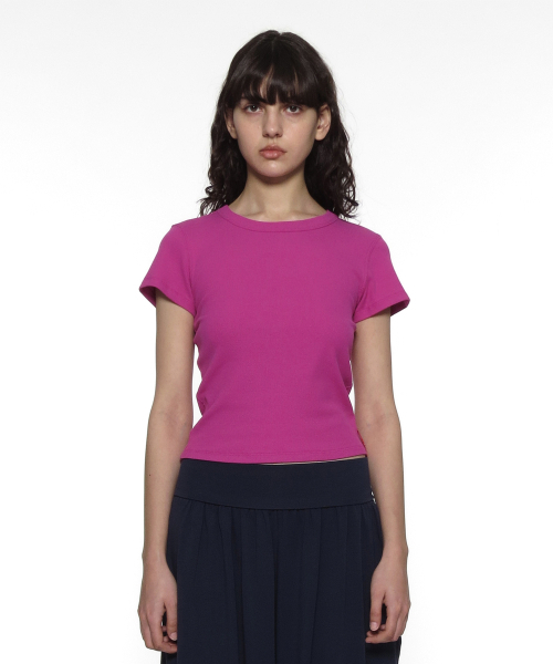 PARTIMENTO WOMEN(パルティメントウィメン)の「PWC リブド エブリデイ ショートスリーブT_12カラー(Tシャツ/カットソー・レディース・グリーン系その他/チャコール/バーガンディー/ピンク/パープル/ホワイト/ライトグレー/サンドベージュ/ブラック/ミント/ブルー/イエロー・SMALL/MEDIUM/LARGE)」の13枚目の写真