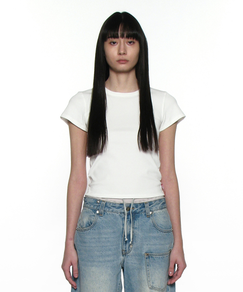 PARTIMENTO WOMEN(パルティメントウィメン)の「PWC リブド エブリデイ ショートスリーブT_12カラー(Tシャツ/カットソー・レディース・グリーン系その他/チャコール/バーガンディー/ピンク/パープル/ホワイト/ライトグレー/サンドベージュ/ブラック/ミント/ブルー/イエロー・SMALL/MEDIUM/LARGE)」の19枚目の写真