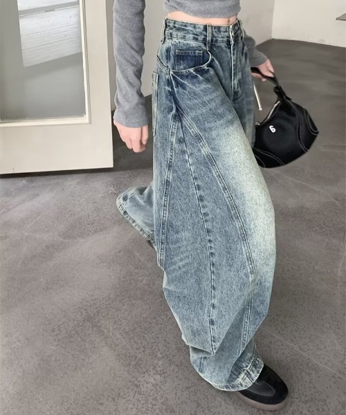 LAC-VERT(ラック・ヴェール)の「ワイドレッグカーブデニムパンツ(デニムパンツ・レディース・ブルー・LARGE/MEDIUM)」の11枚目の写真