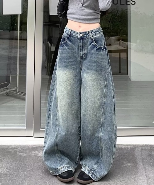 LAC-VERT(ラック・ヴェール)の「ワイドレッグカーブデニムパンツ(デニムパンツ・レディース・ブルー・LARGE/MEDIUM)」の6枚目の写真