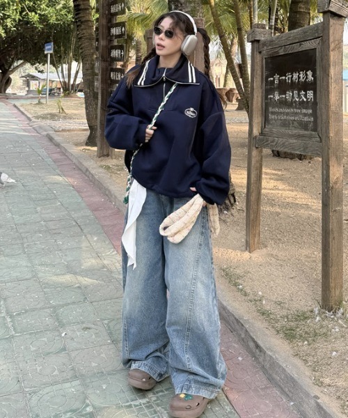 LAC-VERT(ラック・ヴェール)の「ワイドレッグカーブデニムパンツ(デニムパンツ・レディース・ブルー・LARGE/MEDIUM)」の18枚目の写真
