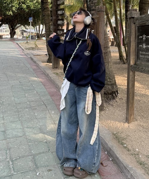 LAC-VERT(ラック・ヴェール)の「ワイドレッグカーブデニムパンツ(デニムパンツ・レディース・ブルー・LARGE/MEDIUM)」の19枚目の写真
