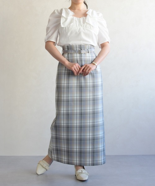 31 Sons de mode（トランテアン　ソン　ドゥ　モード）の「2026春夏新作 ベルト付きタイトスカート（スカート・レディース・ピンク系/ブルー系・S/M）」の19枚目の写真