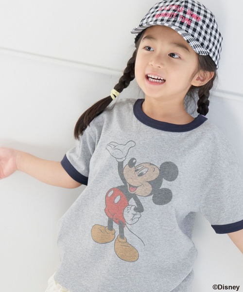 LOWRYS FARM(ローリーズファーム)の「Disney/リンガーT 654413(Tシャツ/カットソー・キッズ・グレー/オフホワイト/アイボリー・150cm/140cm/130cm/120cm/110cm)」の1枚目の写真