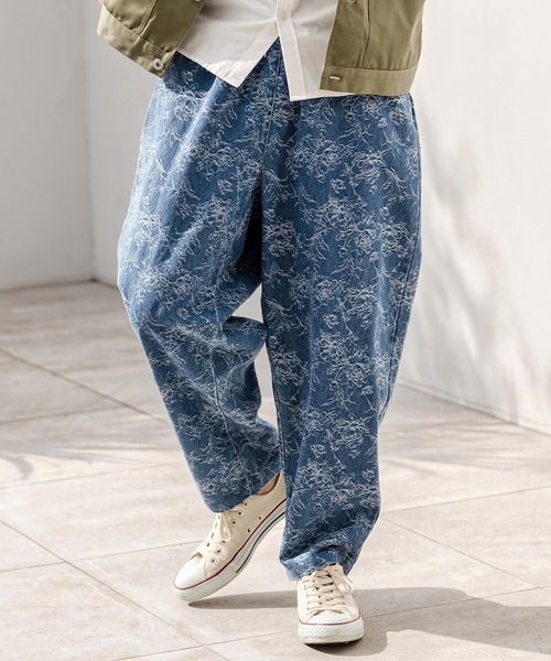 CAMBIO(カンビオ)の「mp14717- Floral Jacquard Denim Balloon Pants デニムバルーンパンツ(CAM26SS-015)(デニムパンツ・メンズ・ホワイト/インディゴブルー/ネイビー・M/L/S)」の3枚目の写真