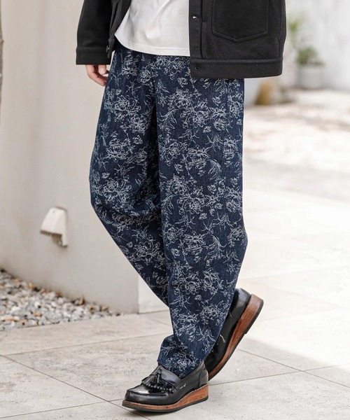 CAMBIO(カンビオ)の「mp14717- Floral Jacquard Denim Balloon Pants デニムバルーンパンツ(CAM26SS-015)(デニムパンツ・メンズ・ホワイト/インディゴブルー/ネイビー・M/L/S)」の5枚目の写真