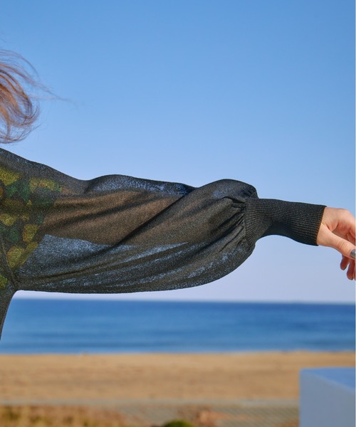 manana suerte(マニャーナスエルテ)の「シアーニットカーディガン(カーディガン/ボレロ・レディース・ブラック/イエロー/パープル・FREE)」の7枚目の写真