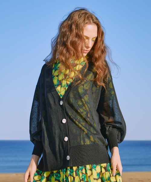 manana suerte(マニャーナスエルテ)の「シアーニットカーディガン(カーディガン/ボレロ・レディース・ブラック/イエロー/パープル・FREE)」の9枚目の写真