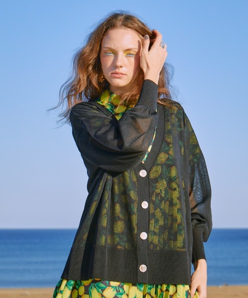 manana suerte(マニャーナスエルテ)の「シアーニットカーディガン(カーディガン/ボレロ・レディース・ブラック/イエロー/パープル・FREE)」の5枚目の写真