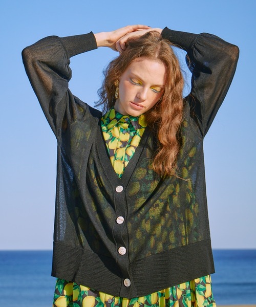 manana suerte(マニャーナスエルテ)の「シアーニットカーディガン(カーディガン/ボレロ・レディース・ブラック/イエロー/パープル・FREE)」の6枚目の写真