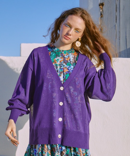 manana suerte(マニャーナスエルテ)の「シアーニットカーディガン(カーディガン/ボレロ・レディース・ブラック/イエロー/パープル・FREE)」の19枚目の写真