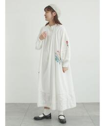 TSUHARU by Samansa Mos2 | 【WEB限定 Sサイズ】ランダム刺繍レース切替ワンピース(ワンピース)