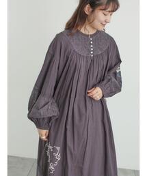 TSUHARU by Samansa Mos2 | 【WEB限定 Sサイズ】ランダム刺繍レース切替ワンピース(ワンピース)