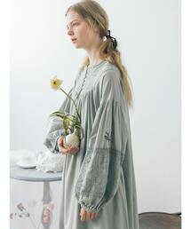 TSUHARU by Samansa Mos2 | 【WEB限定 Sサイズ】ランダム刺繍レース切替ワンピース(ワンピース)