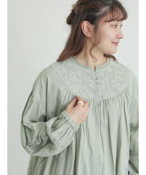 ツハルバイサマンサモスモス　刺繍切替ワンピース WEB限定 Sサイズ】ランダム刺繍レース切替ワンピース（ワンピース