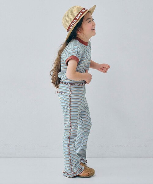 p.premier（ピードットプルミエ）の「先染めボーダーワッフルメロウパンツ（その他パンツ・キッズ・ピンク/グリーン/アイボリー/ブルー・100/80/140/130/120/110/90）」の6枚目の写真