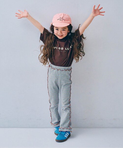 p.premier（ピードットプルミエ）の「先染めボーダーワッフルメロウパンツ（その他パンツ・キッズ・ピンク/グリーン/アイボリー/ブルー・100/80/140/130/120/110/90）」の10枚目の写真