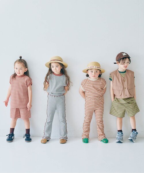 p.premier（ピードットプルミエ）の「先染めボーダーワッフルメロウパンツ（その他パンツ・キッズ・ピンク/グリーン/アイボリー/ブルー・100/80/140/130/120/110/90）」の12枚目の写真