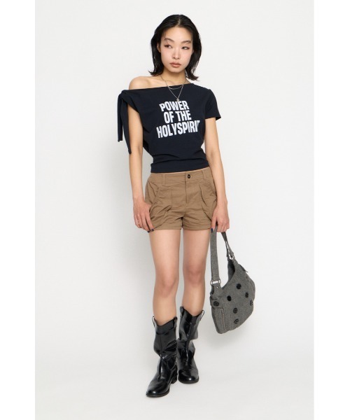 LAGUA GEM(ラグアジェム)の「SHOULDER RIBBON PRINT トップス(Tシャツ/カットソー・レディース・カーキ/ブラック/アイボリー・FREE)」の9枚目の写真
