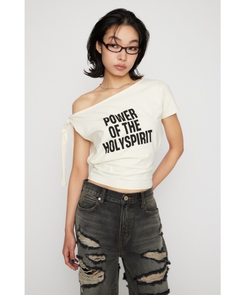 LAGUA GEM(ラグアジェム)の「SHOULDER RIBBON PRINT トップス(Tシャツ/カットソー・レディース・カーキ/ブラック/アイボリー・FREE)」の18枚目の写真