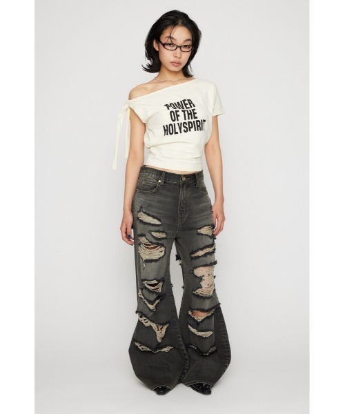 LAGUA GEM(ラグアジェム)の「SHOULDER RIBBON PRINT トップス(Tシャツ/カットソー・レディース・カーキ/ブラック/アイボリー・FREE)」の19枚目の写真