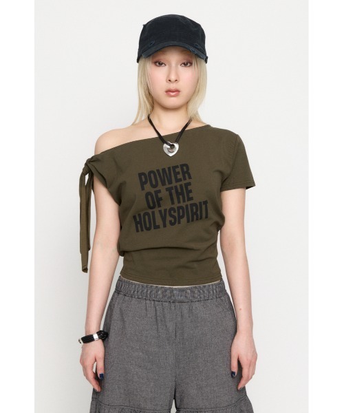 LAGUA GEM(ラグアジェム)の「SHOULDER RIBBON PRINT トップス(Tシャツ/カットソー・レディース・カーキ/ブラック/アイボリー・FREE)」の11枚目の写真