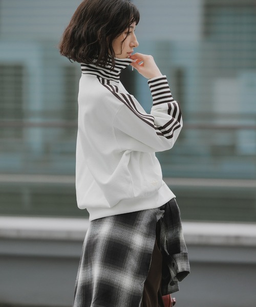 adidas（アディダス）の「adidas/アディダス ビンテージ BB TT ストライプ リブ トラックトップ トラックジャケット 2026年春夏（ジャージ・レディース・ホワイト/ブラック・S/M/L）」の13枚目の写真