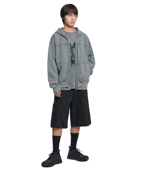 NOMANUAL（NOMANUAL）の「R.P LAYER HOODED ZIP-UP - WASHED GRAY（パーカー・レディース・その他・LARGE/SMALL/MEDIUM/X-LARGE）」の3枚目の写真