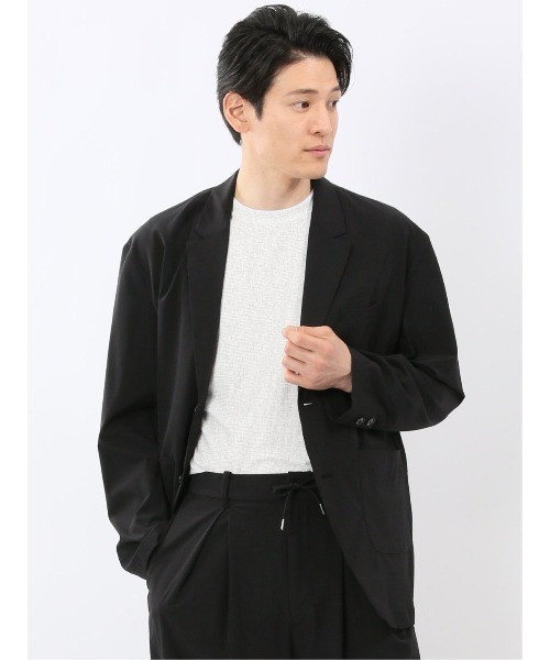 TAKA-Q（タカキュー）の「【ストレッチ ウォッシャブル 軽量 パッカブル】タカキュー ナチュラルワッシャー 2ボタン ジャケット(セットアップ可能)（セットアップ・メンズ・ブラック/グレー/ブラウン・MEDIUM/LARGE）」の2枚目の写真