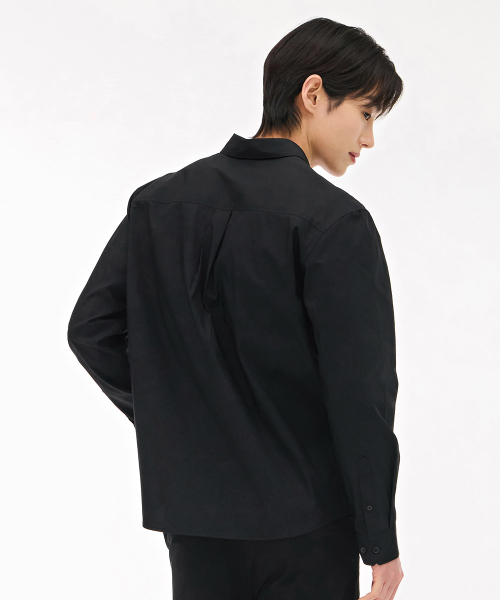 CHASECULT(チェイスカルト)の「男性ベーシックスパンシャツ-ブラック(ビジネスシャツ・メンズ・ブラック・95/100/105/110)」の3枚目の写真