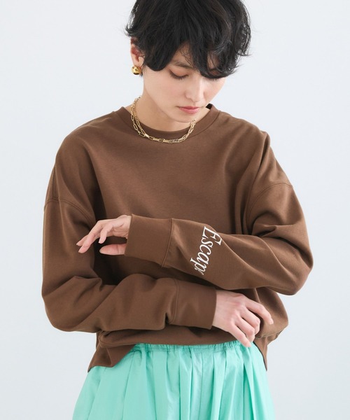 BARNYARDSTORM(バンヤードストーム)の「BARNYARDSTORM / ミニ裏毛プリントロンT / マシンウォッシャブル(Tシャツ/カットソー・レディース・ホワイト/ブラウン・FREE)」の4枚目の写真