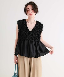 titivate（ティティベイト）の「前後2wayフェザーペプラムトップス ベスト（ベスト）」