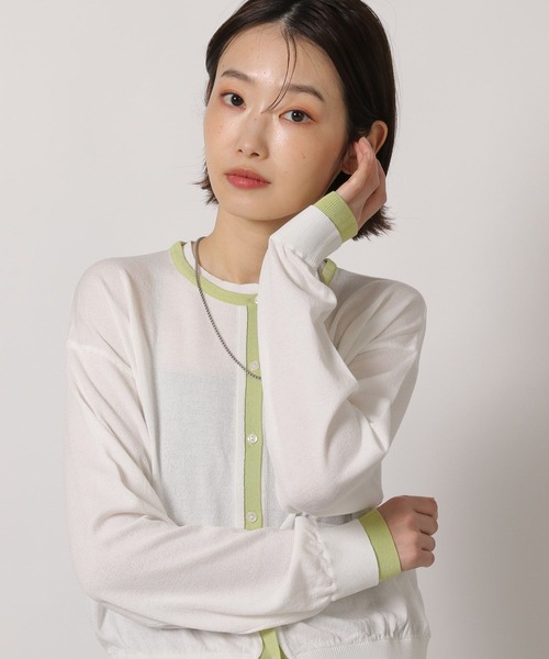 LAKOLE（ラコレ）の「14ゲージレイヤード風クルーカーディガン / 659891（カーディガン/ボレロ・レディース・オフホワイト/ベージュ/グレー/ホワイト・FREE）」の3枚目の写真