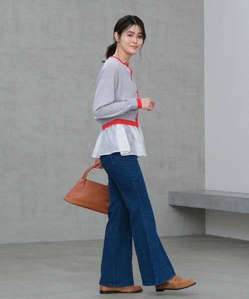 LAKOLE（ラコレ）の「14ゲージレイヤード風クルーカーディガン / 659891（カーディガン/ボレロ・レディース・オフホワイト/ベージュ/グレー/ホワイト・FREE）」の5枚目の写真