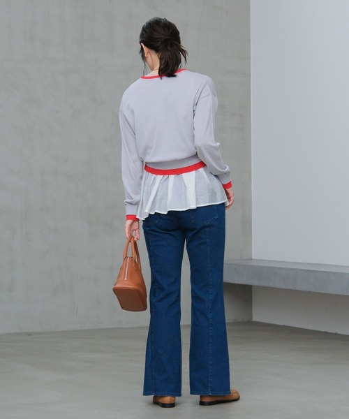 LAKOLE（ラコレ）の「14ゲージレイヤード風クルーカーディガン / 659891（カーディガン/ボレロ・レディース・オフホワイト/ベージュ/グレー/ホワイト・FREE）」の6枚目の写真