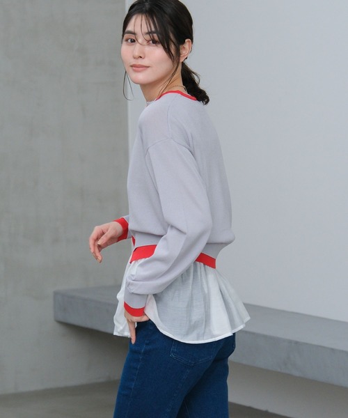 LAKOLE（ラコレ）の「14ゲージレイヤード風クルーカーディガン / 659891（カーディガン/ボレロ・レディース・オフホワイト/ベージュ/グレー/ホワイト・FREE）」の10枚目の写真