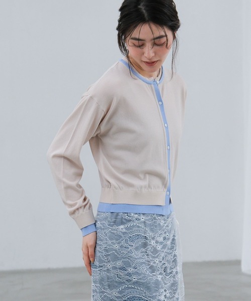 LAKOLE（ラコレ）の「14ゲージレイヤード風クルーカーディガン / 659891（カーディガン/ボレロ・レディース・オフホワイト/ベージュ/グレー/ホワイト・FREE）」の17枚目の写真