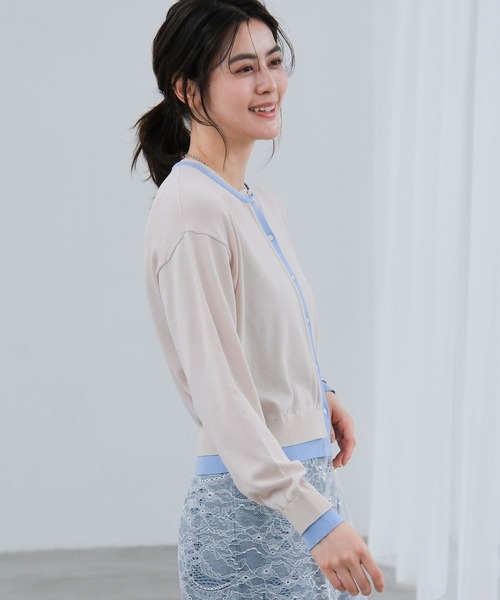 LAKOLE（ラコレ）の「14ゲージレイヤード風クルーカーディガン / 659891（カーディガン/ボレロ・レディース・オフホワイト/ベージュ/グレー/ホワイト・FREE）」の18枚目の写真